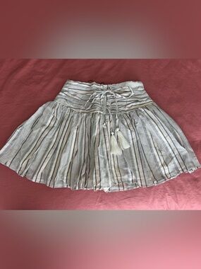 Mustard Seed Cream and Black Striped Circle Skort with Tassel Tie